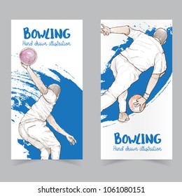 bowling banner set. illustration of bowling. drawing vector