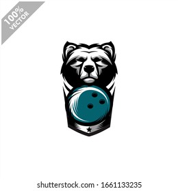 Bowling Bear team logo design. Scalable and editable vector.