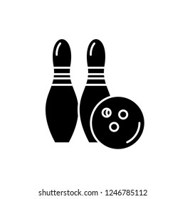 Bowling black icon, vector sign on isolated background. Bowling concept symbol, illustration 