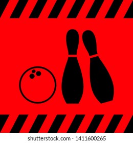 Bowling black on a red background, vector illustration for design.