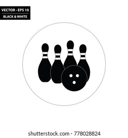Bowling black and white glyph flat icon. Vector Illustration.