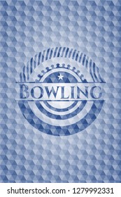 Bowling blue emblem with geometric pattern.