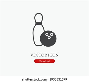 Bowling bowl and ball vector icon.  Editable stroke. Linear style sign for use on web design and mobile apps, logo. Symbol illustration. Pixel vector graphics - Vector