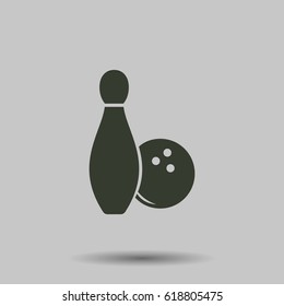bowling bowling bowl icon. Flat vector illustration in black on white background.