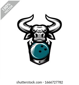 Bowling Bull team logo design. Scalable and editable vector.