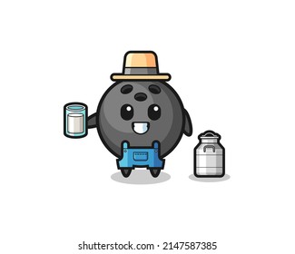 bowling cartoon as the dairy farmer , cute design