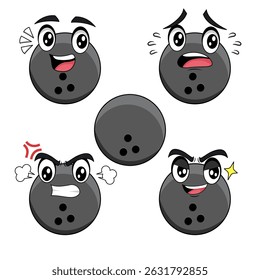 BOWLING cartoon vector illustration with expression
