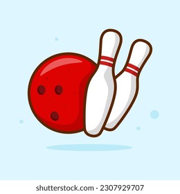 Bowling Cartoon Vector Illustration. Flat Cartoon Style. Logo Icon Vector - EPS 10 Vector