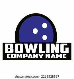 Bowling championship emblem. Bowling logo. Skittles and ball in a circle with ribbons.