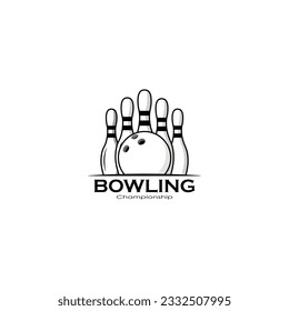 Bowling championship logo design vector graphics