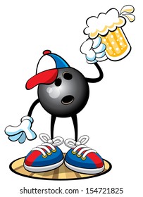 Bowling Character Happy Hour.