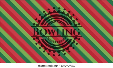 Bowling christmas style emblem. Vector Illustration. Detailed.