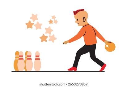 Ilustração isolada do conceito da placa de clipart do boliche