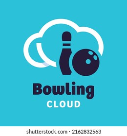 Bowling with cloud logo design vector graphic symbol icon sign illustration creative idea