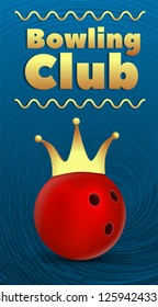 Bowling club banner. Realistic illustration of bowling club vector banner for web design