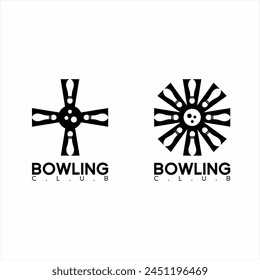 Bowling club logo design with cross and stars concept.