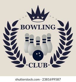 Bowling club logo design isolated on grey background. Vector