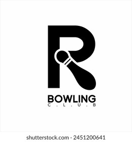 Bowling club logo design with letter R concept.