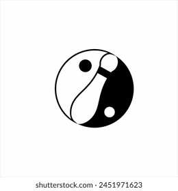 Diseño del logotipo del club de bolos con concepto de Yin y Yang.