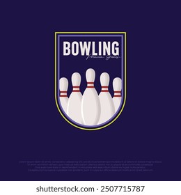 bowling club logo icon flat design template emblem. illustration design vector of bowling pins element