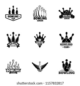 Bowling club logo set. Simple set of 9 bowling club vector logo for web isolated on white background