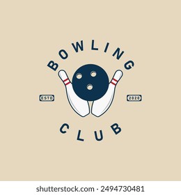 bowling club logo vintage, icon vector illustration design graphic template