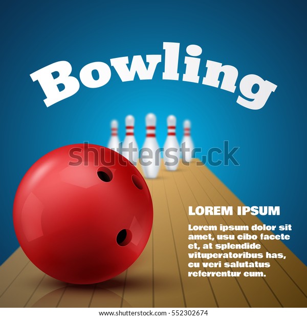 Bowling Club Poster Ball Bowling Pins Stock Vector (Royalty Free) 552302674