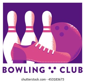Bowling club. Vector flat illustration.