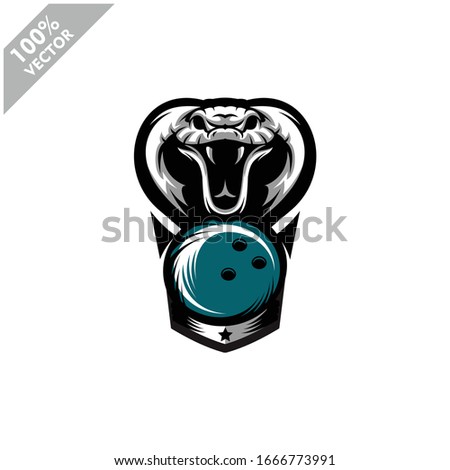 Bowling Cobra snake team logo design. Scalable and editable vector.