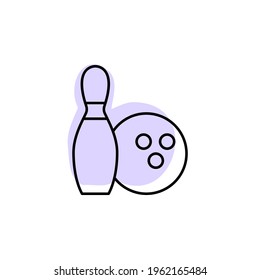 Bowling with color shadow vector icon in amusement set