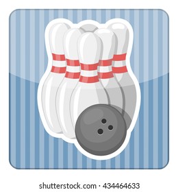 Bowling colorful icon. Vector illustration in cartoon style