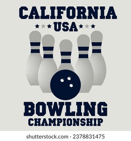 Bowling competition or sporting club emblems with bowling balls