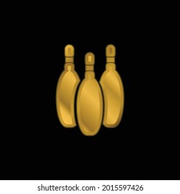 Bowling Cones Silhouette gold plated metalic icon or logo vector