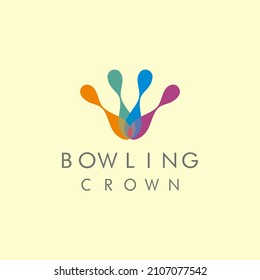 bowling and crown illustration logo design