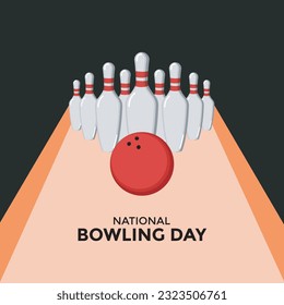 bowling deck and red ball on floor surface to celebration national bowling day