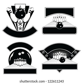 Bowling Design Emblem Templates is an illustration of four Bowling Design Templates including bowling balls, pins, and lanes. Great for t-shirts.
