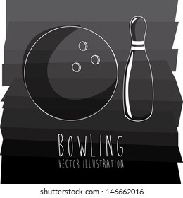 bowling design over black background vector illustration 