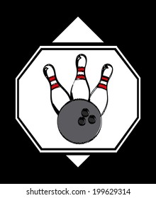 Bowling design over black background, vector illustration