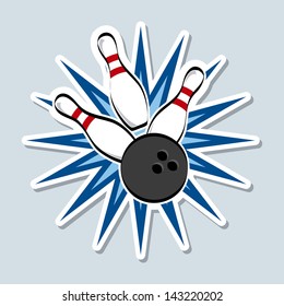 bowling design over blue background vector illustration