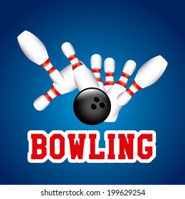 Bowling design over blue background, vector illustration