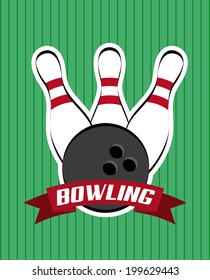Bowling design over green background, vector illustration