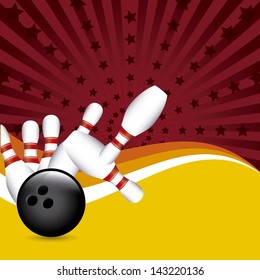 bowling design over grunge background vector illustration