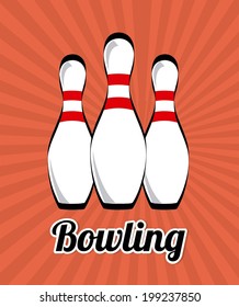 Bowling design over red background, vector illustration