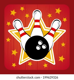 Bowling design over red background, vector illustration