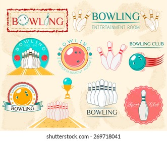 Bowling Design Set - Vector Illustration