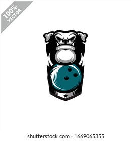 Diseño del logo del equipo de Bowling Dog. Vector escalable y editable.