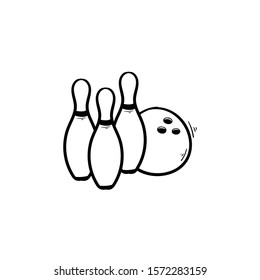 bowling doodle icon vector hand drawing 