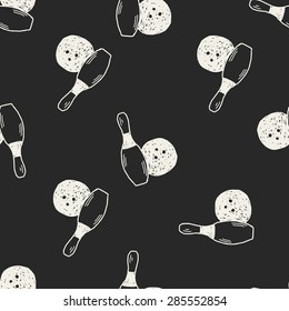Bowling doodle seamless pattern background