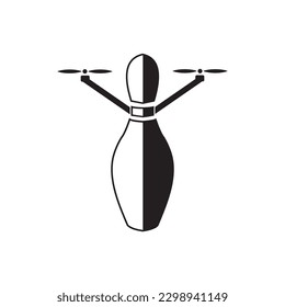 Bowling Drone Logo Design Vector