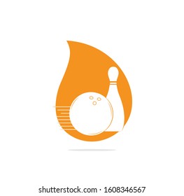 Bowling Drop Shape Concept Logo, Icons And Symbol. Bowling Ball And Pin Vector Illustration.